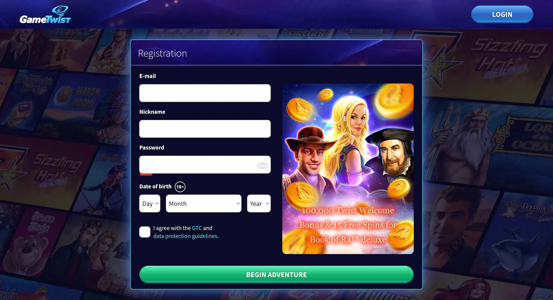 GameTwist Registration