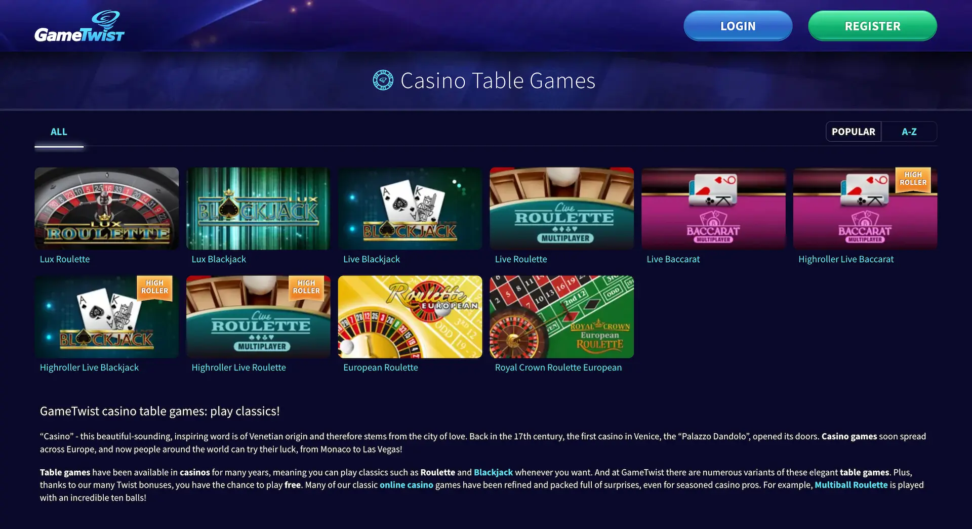 GameTwist Table Games